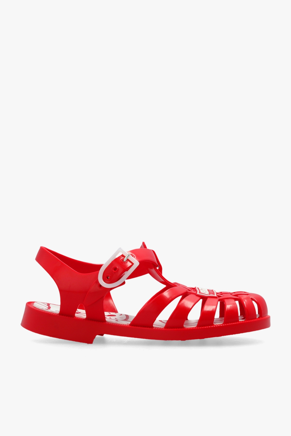 Red best sale rubber sandals